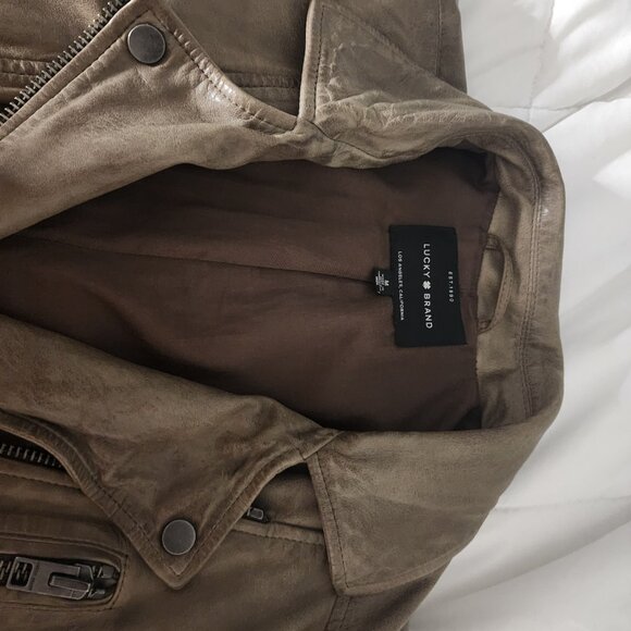 Lucky Brand Classic Lambskin leather biker jacket - Picture 2 of 3